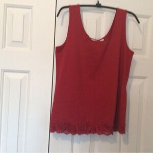 Chico’s Elegant Red Lace Trim Tank Top